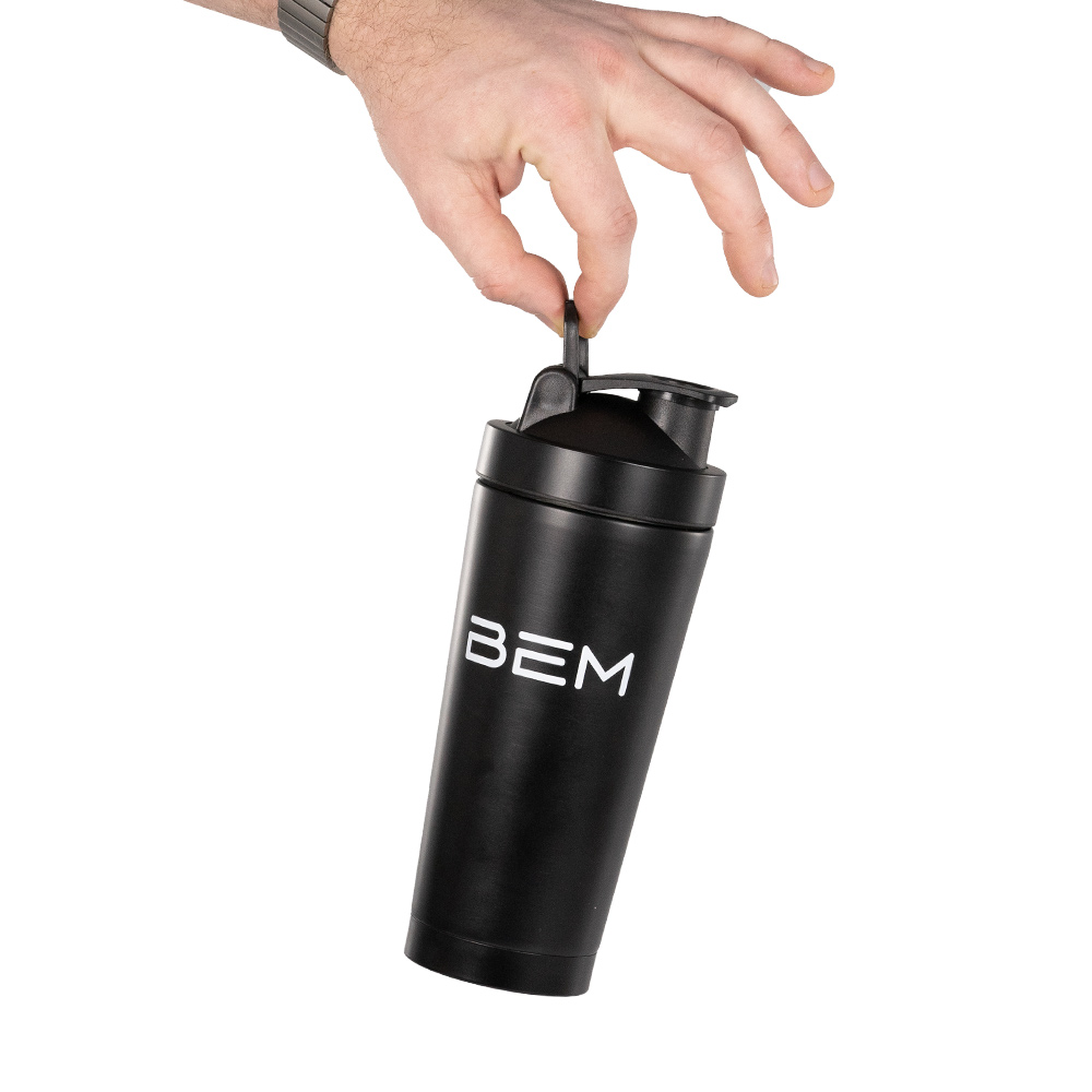 BEM Edelstahl Protein Shaker mit Schüttelkugel und One-Touch-Kippverschluss, 750 ml BEM Edelstahl Protein Shaker mit Schüttelkugel und One-Touch-Kippverschluss, 750 ml