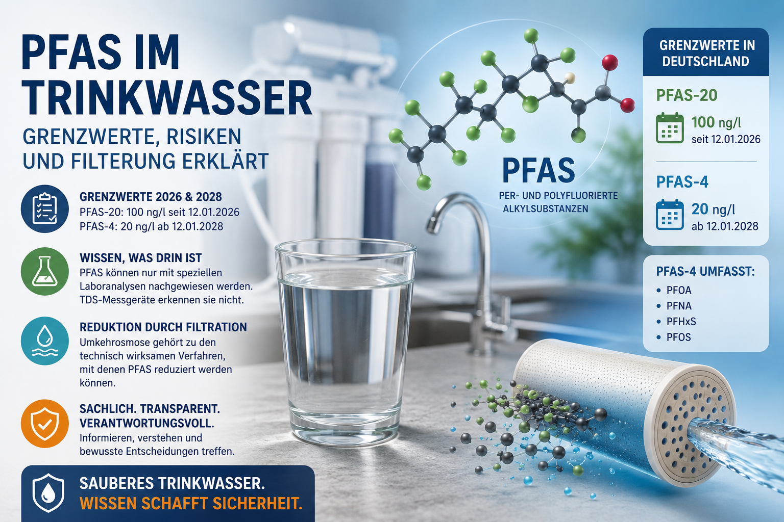 PFAS im Trinkwasser: Grenzwerte, Risiken und Filterung erklärt