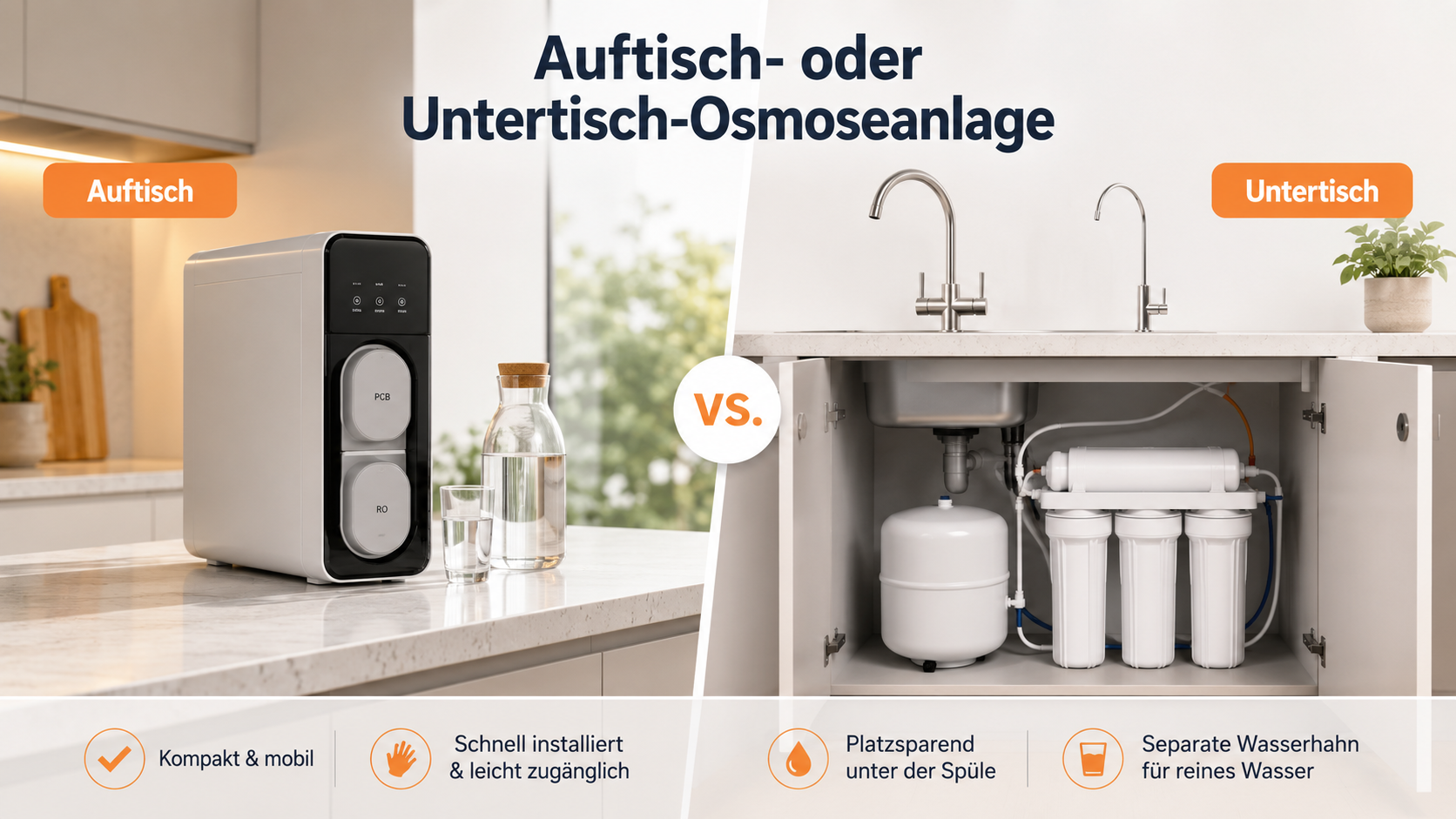 Auftisch- oder Untertisch-Osmoseanlage? Der große Vergleich