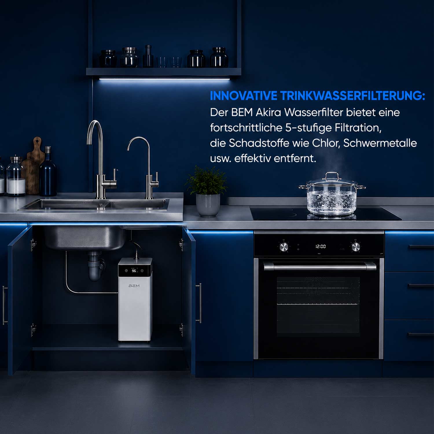 BEM Akira tankloser Wasserfilter mit 5-stufigem Filtersystem Direct-Flow