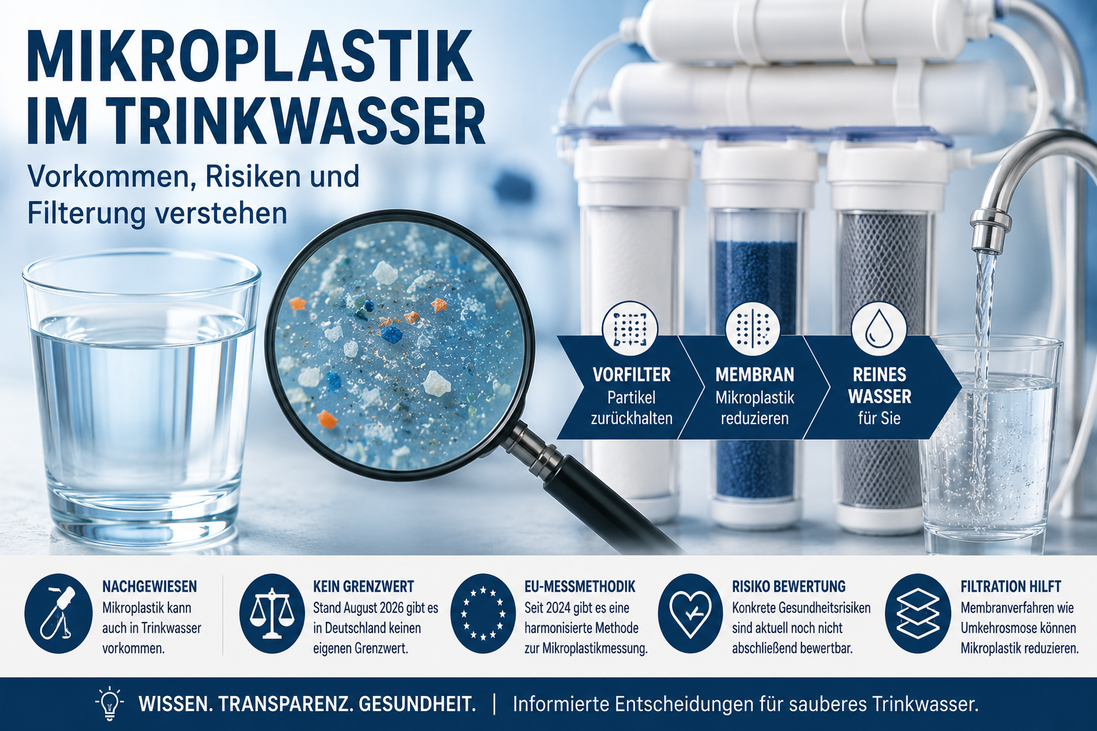 Mikroplastik im Trinkwasser: Risiken, Messung und Filterung