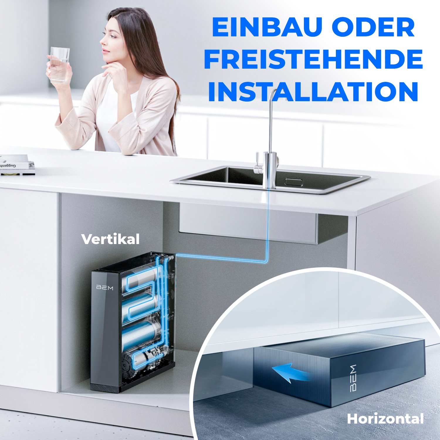 BEM Orion Ultra Slim tankloser Wasserfilter mit 5-stufigem Filtersystem Direct-Flow