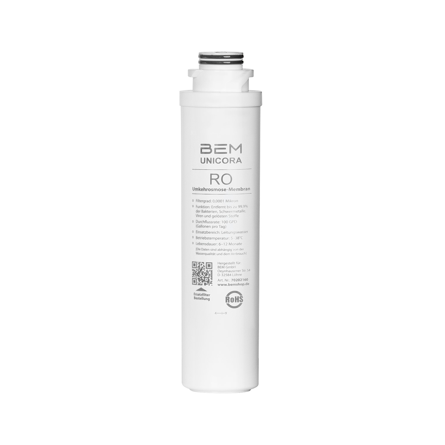 Ersatzfilter für BEM Unicora Wasserfilter - EINZELN (RO) Nr.1