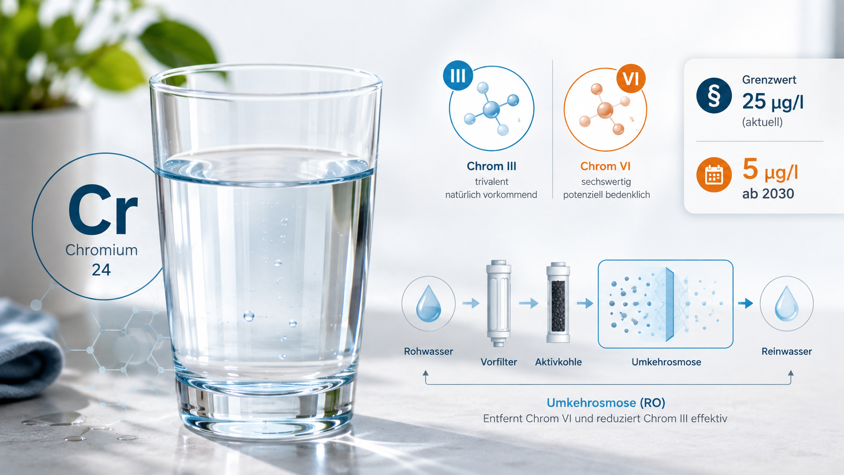 Chrom im Trinkwasser: Grenzwert, Chrom III und Chrom VI erklärt