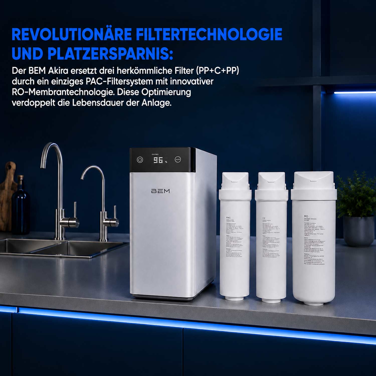 BEM Akira tankloser Wasserfilter mit 5-stufigem Filtersystem Direct-Flow