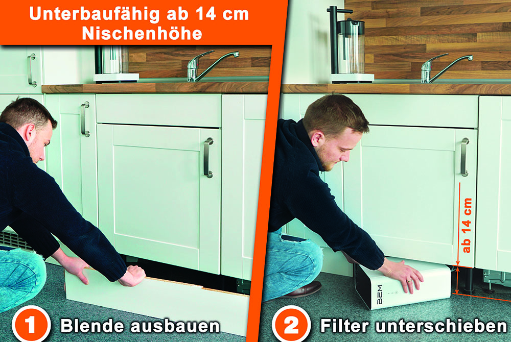 BEM Robin All-in-One kompakte Umkehrosmose Wasserfilteranlage für die Küche, Trinkwasserfilter
